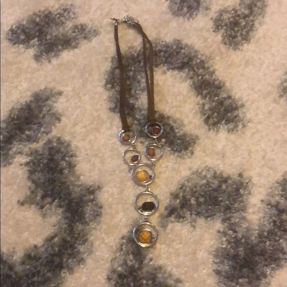 Lia Sophia brown tan stone necklace.